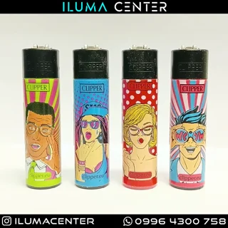 فندک کلیپر مدل POP ART FACE مجموعه ۴ عددی